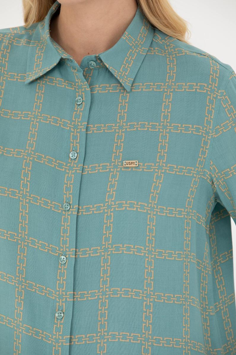 Kadın Mint Uzun Kollu Gömlek