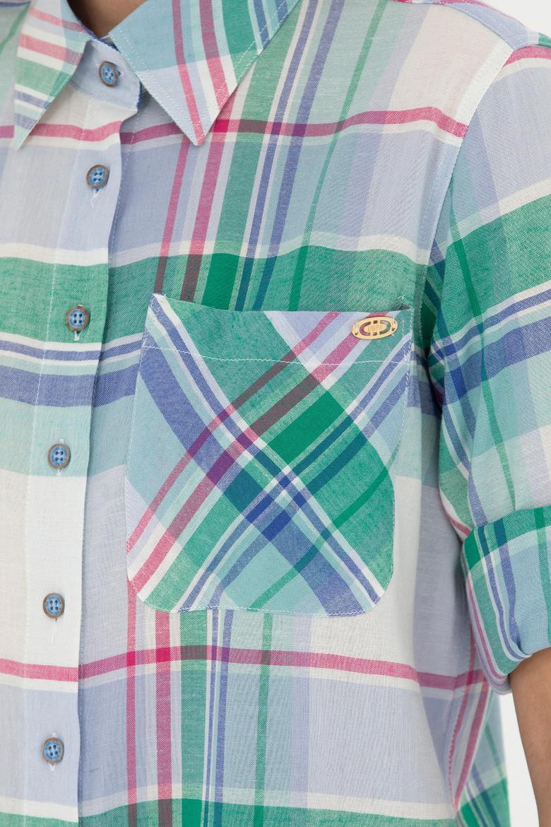 Kadın Mavi Uzun Kollu Gömlek - 50264486001