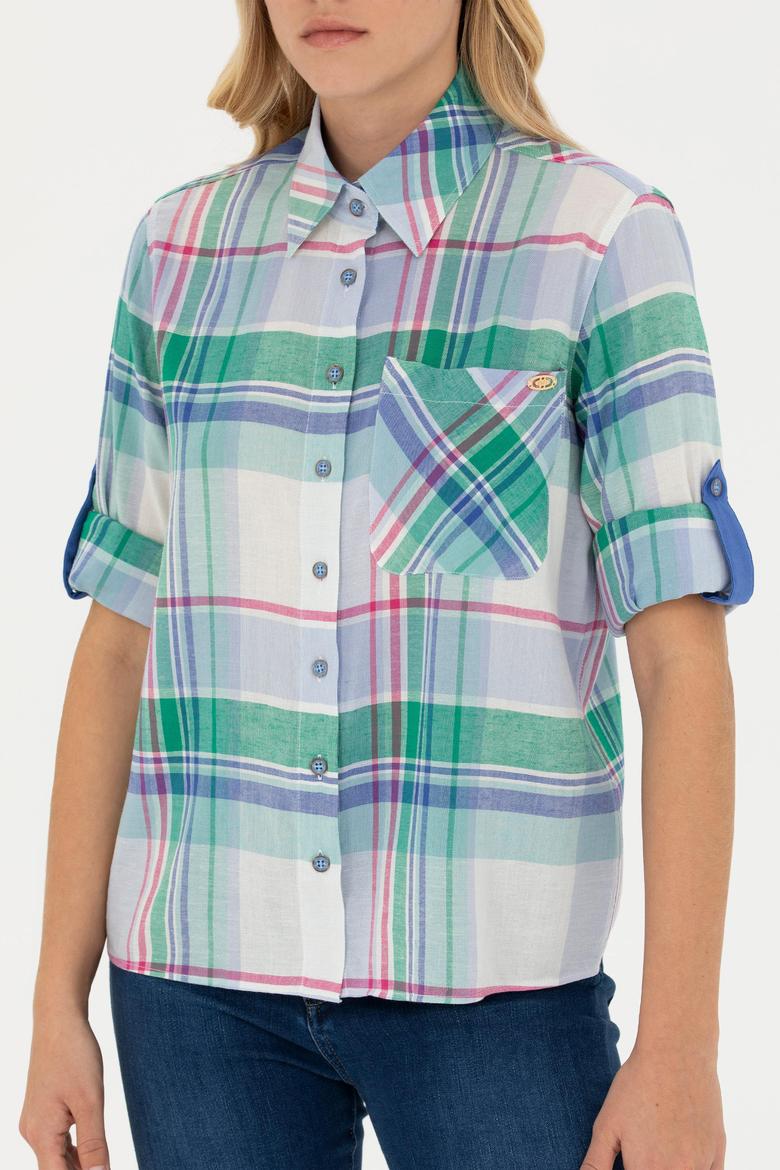 Kadın Mavi Uzun Kollu Gömlek - 50264486001