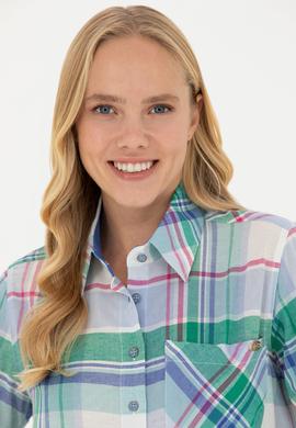 Kadın Mavi Uzun Kollu Gömlek - 50264486001