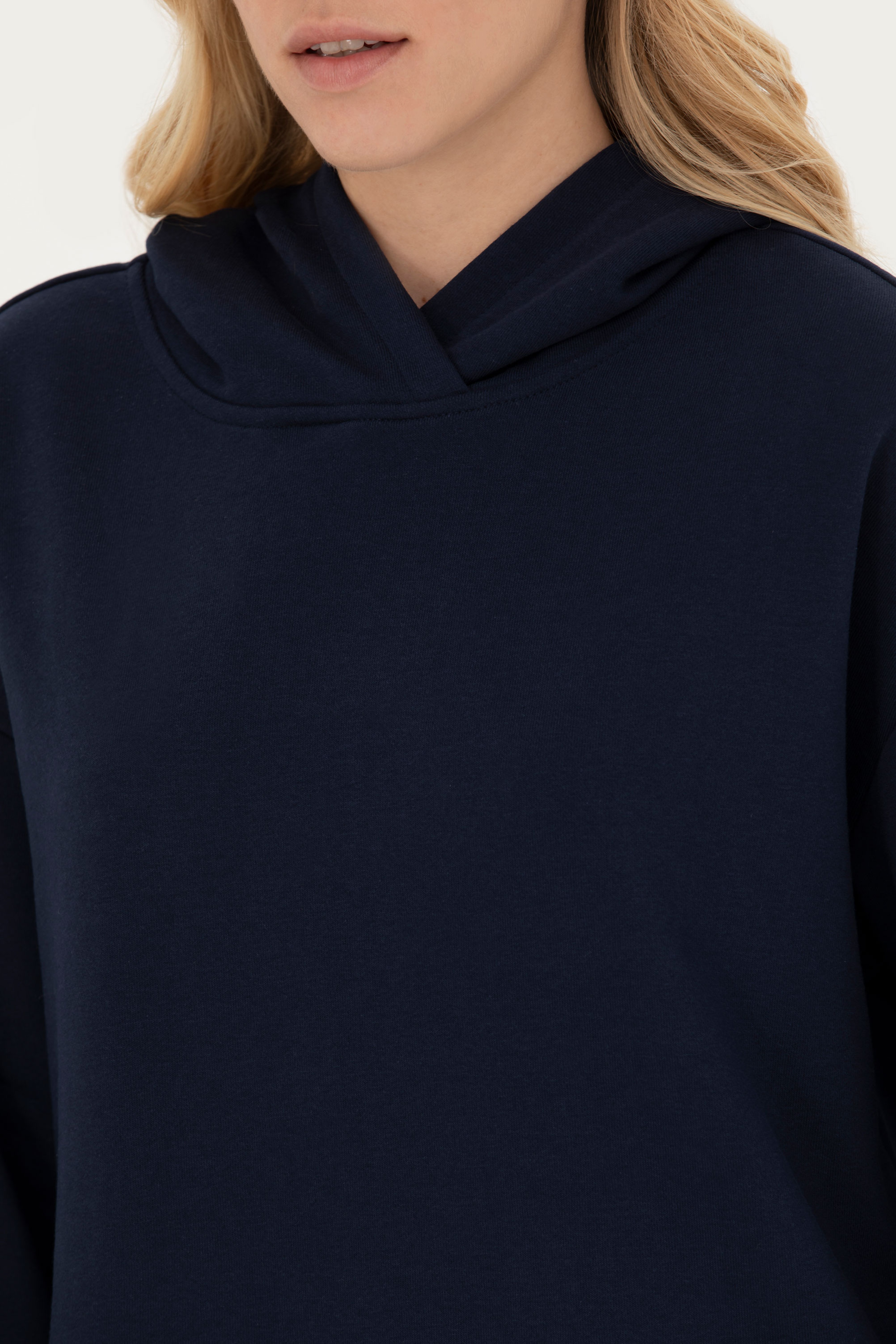 Kadın Lacivert Kapüşonlu Sweatshirt