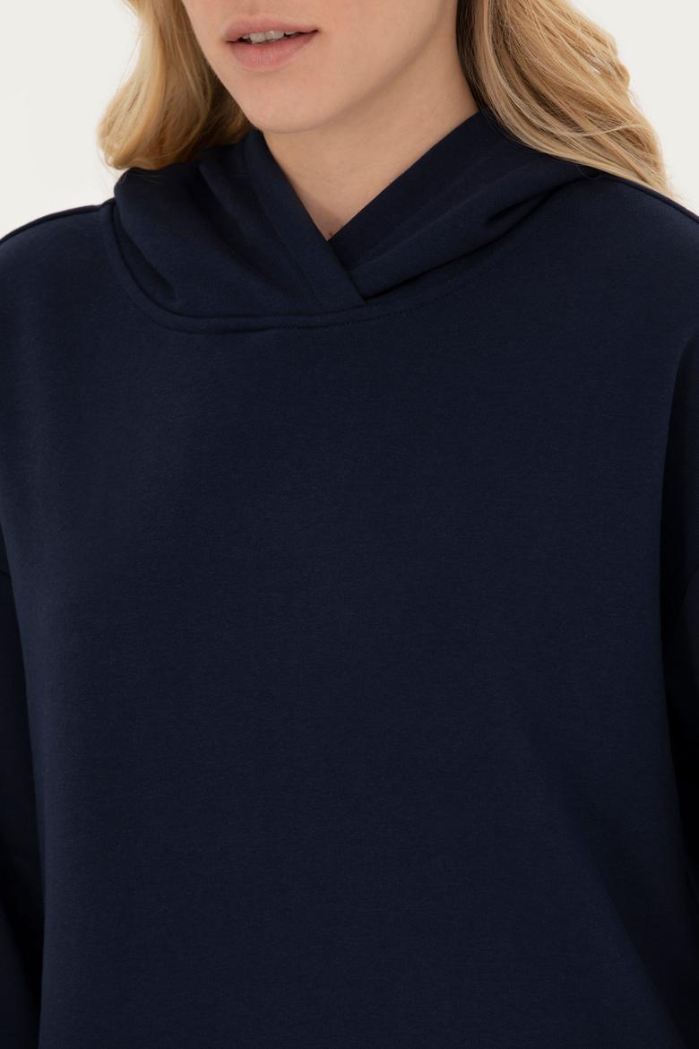 Kadın Lacivert Kapüşonlu Sweatshirt - 50271639020