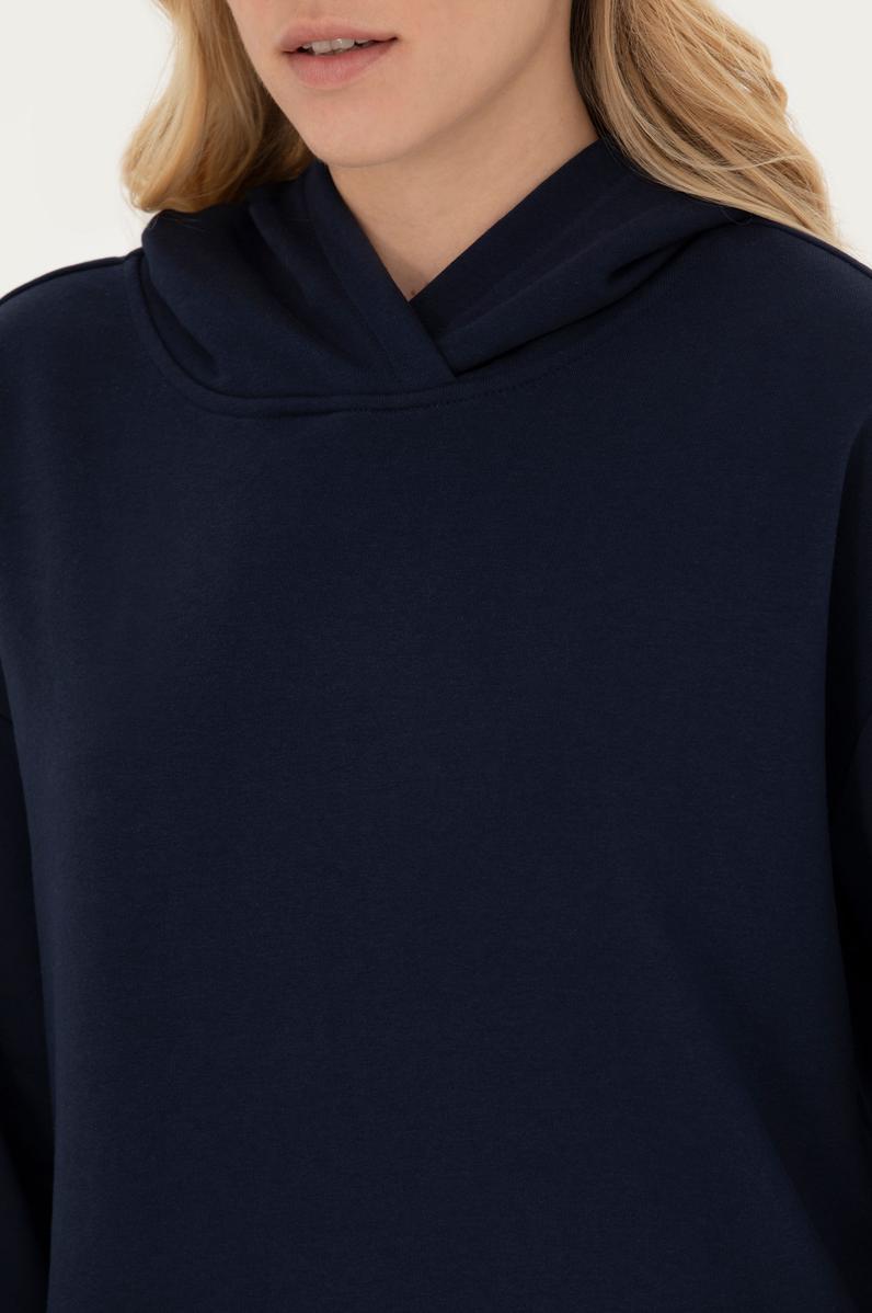 Kadın Lacivert Kapüşonlu Sweatshirt