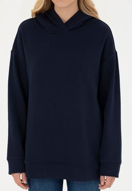 Kadın Lacivert Kapüşonlu Sweatshirt - 50271639020