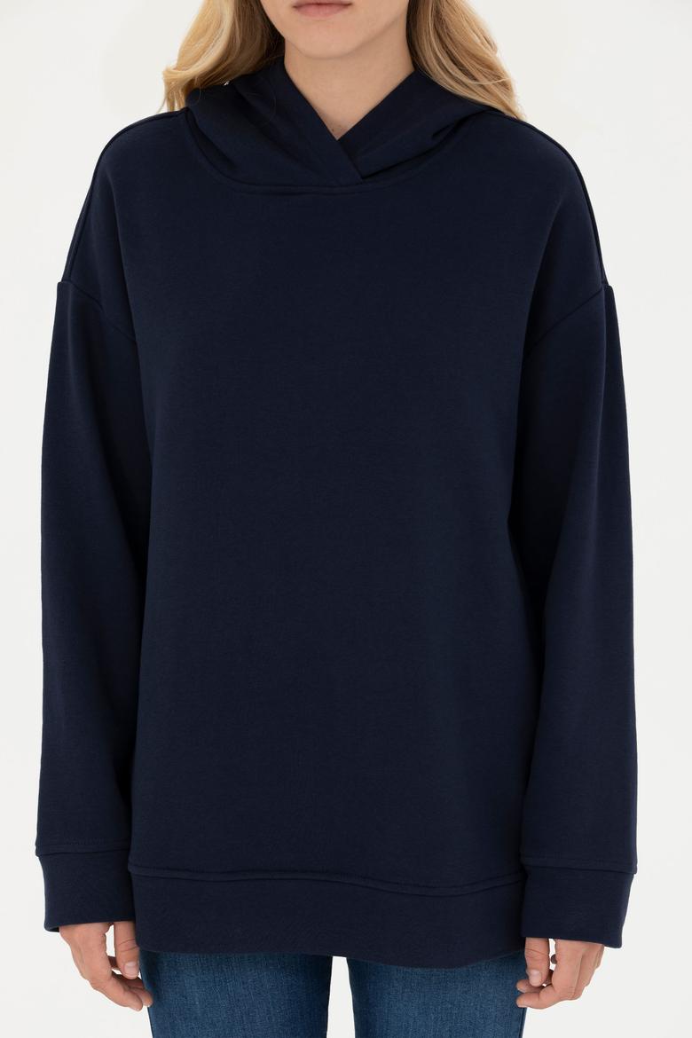 Kadın Lacivert Kapüşonlu Sweatshirt - 50271639020