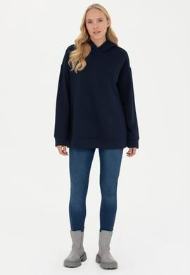 Kadın Lacivert Kapüşonlu Sweatshirt - 50271639020