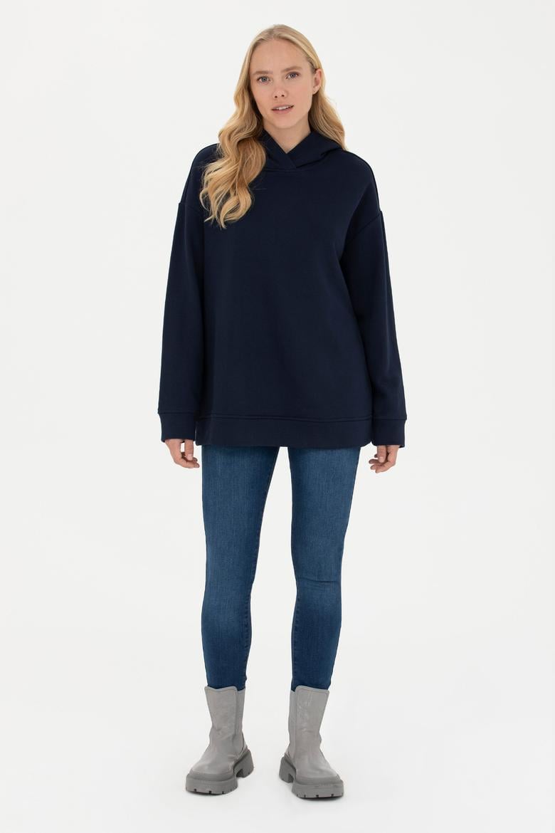 Kadın Lacivert Kapüşonlu Sweatshirt - 50271639020