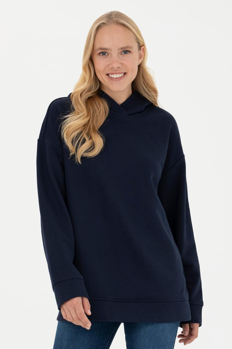 Kadın Lacivert Kapüşonlu Sweatshirt