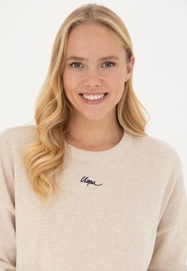 Kadın Krem Melanj Bisiklet Yaka Kazak - 50277263011