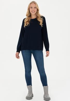 Kadın Lacivert Bisiklet Yaka Kazak - 50277263001