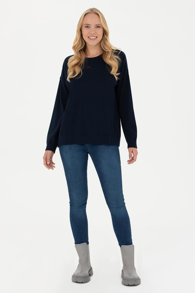 Kadın Lacivert Bisiklet Yaka Kazak - 50277263001