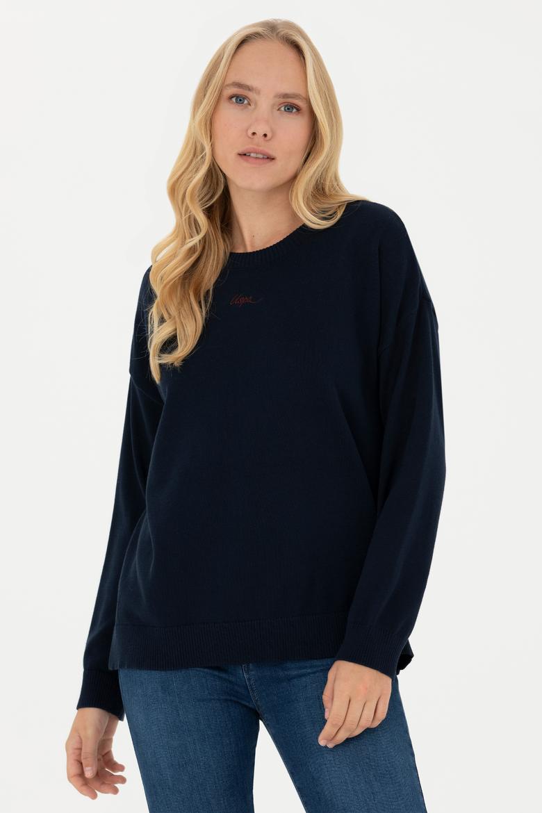 Kadın Lacivert Bisiklet Yaka Kazak - 50277263001