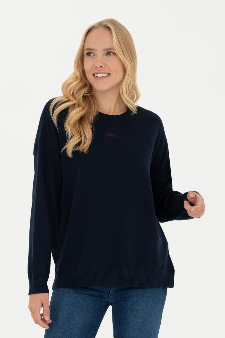 Kadın Lacivert Bisiklet Yaka Kazak