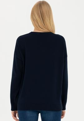 Kadın Lacivert Bisiklet Yaka Kazak - 50277263001