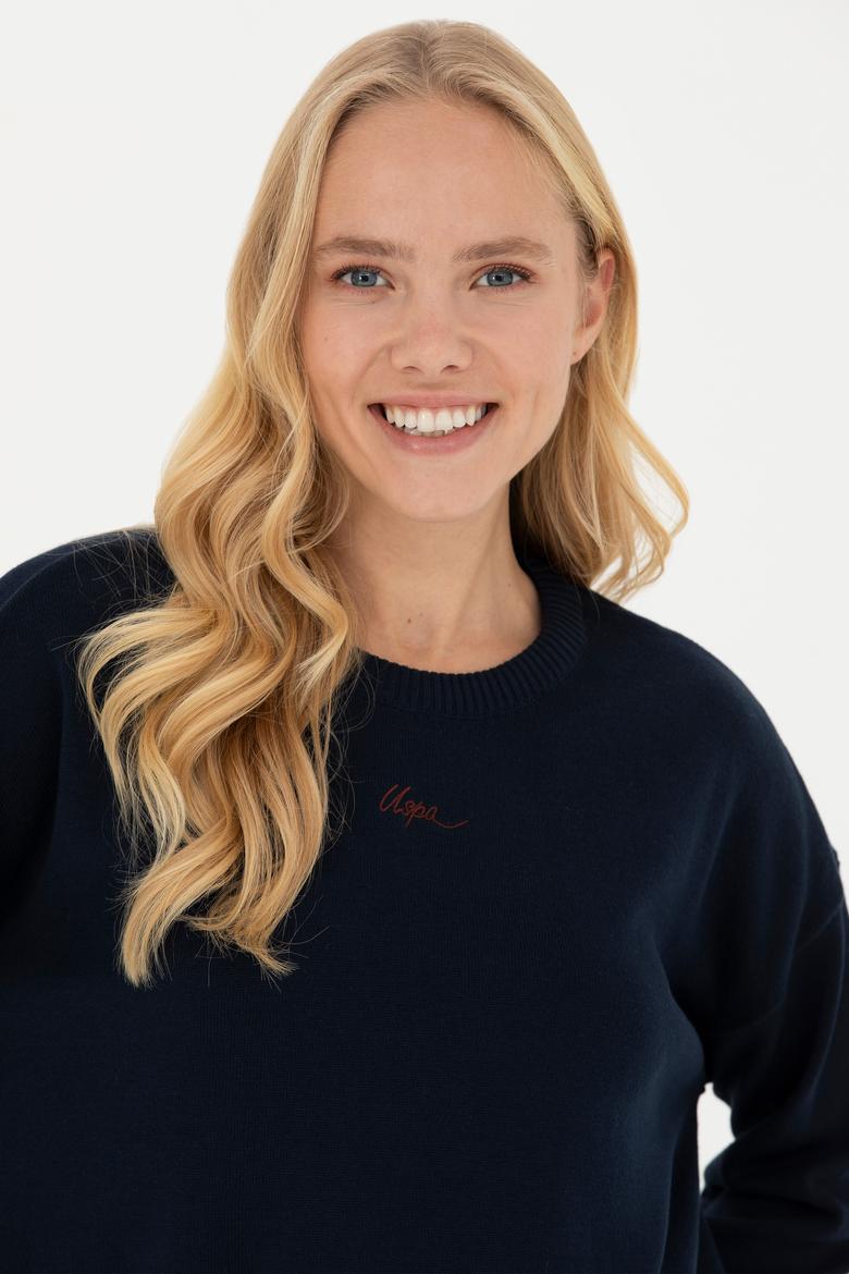 Kadın Lacivert Bisiklet Yaka Kazak - 50277263001