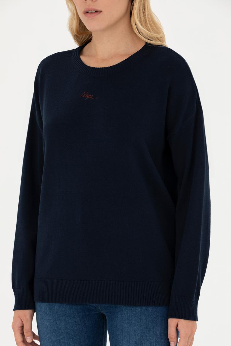 Kadın Lacivert Bisiklet Yaka Kazak - 50277263001