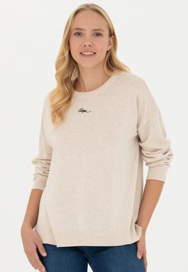 Kadın Krem Melanj Bisiklet Yaka Kazak - 50277263011