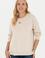 Kadın Krem Melanj Bisiklet Yaka Kazak