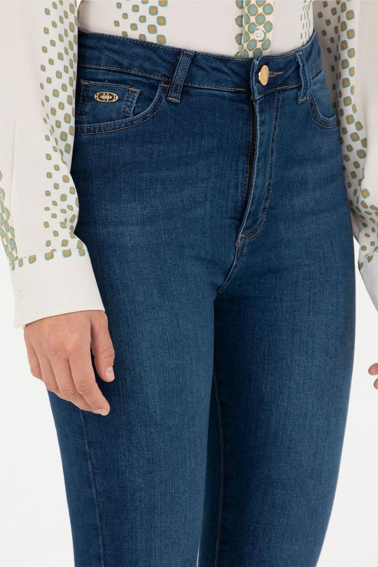 Kadın Koyu Mavi Skinny High Waist Fit Jean Pantolon - 50279989003