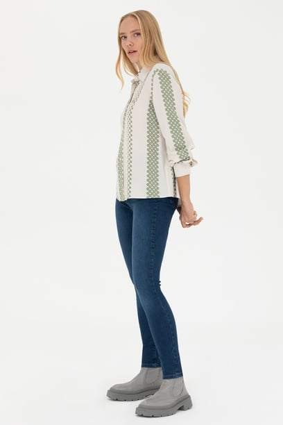 Kadın Koyu Mavi Skinny High Waist Fit Jean Pantolon