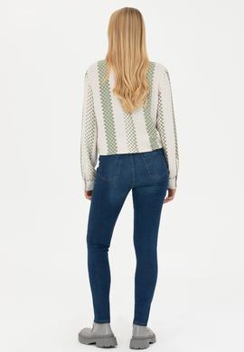 Kadın Koyu Mavi Skinny High Waist Fit Jean Pantolon - 50279989003