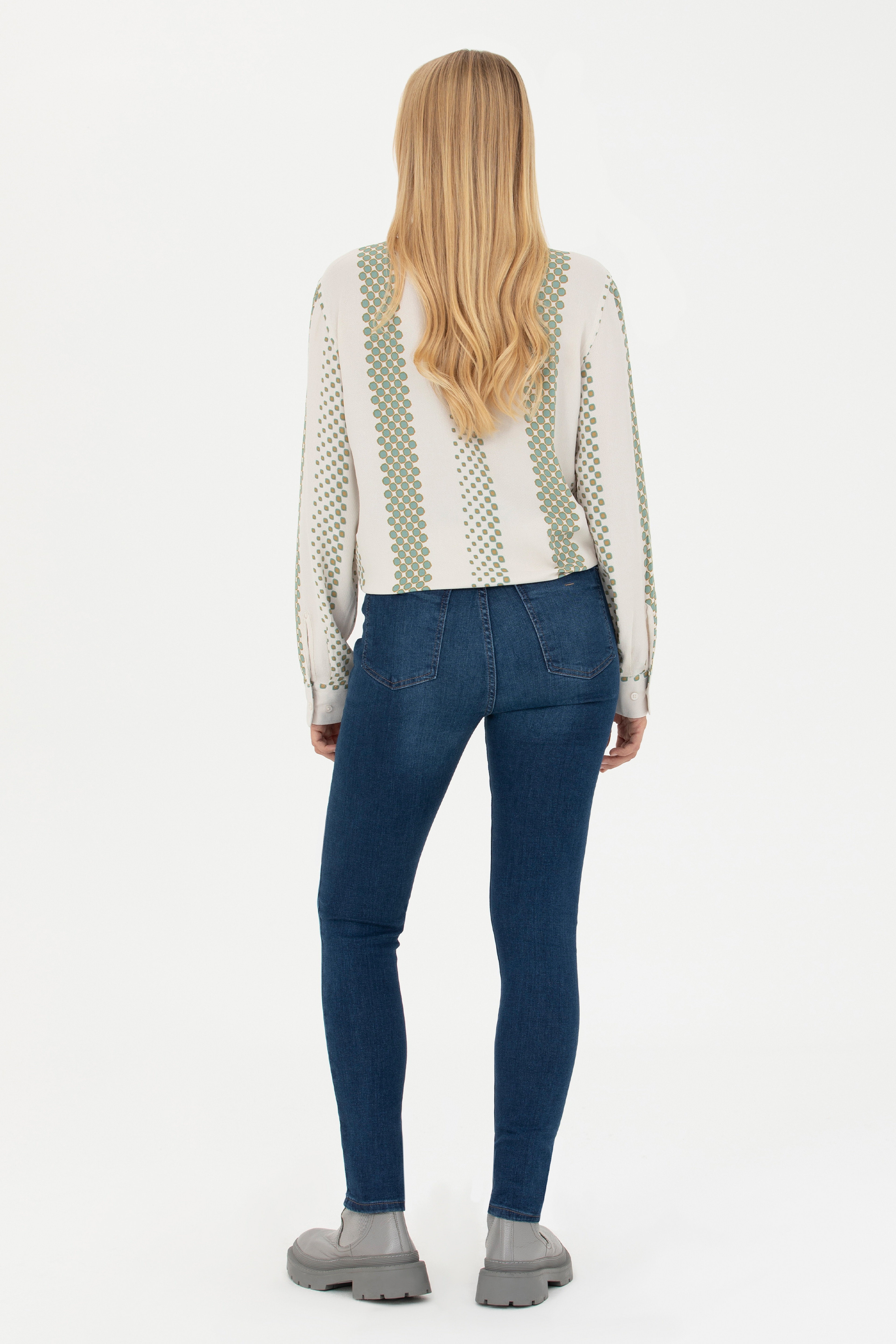Kadın Koyu Mavi Skinny High Waist Fit Jean Pantolon