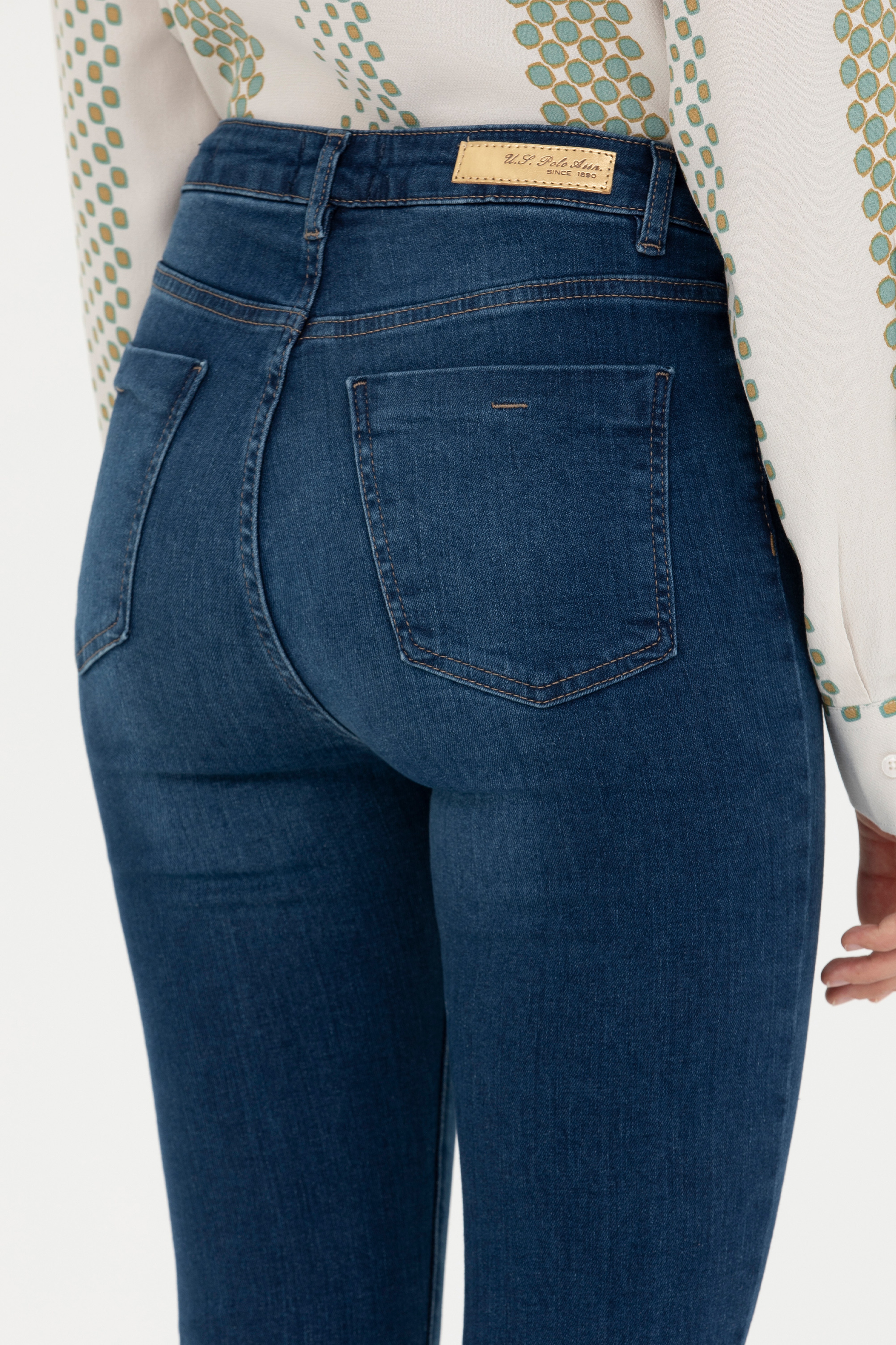 Kadın Koyu Mavi Skinny High Waist Fit Jean Pantolon - Image 7
