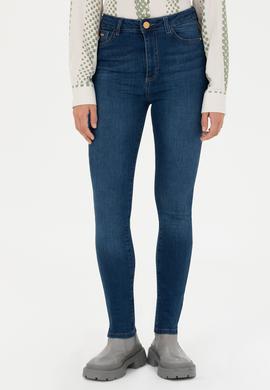 Kadın Koyu Mavi Skinny High Waist Fit Jean Pantolon - 50279989003