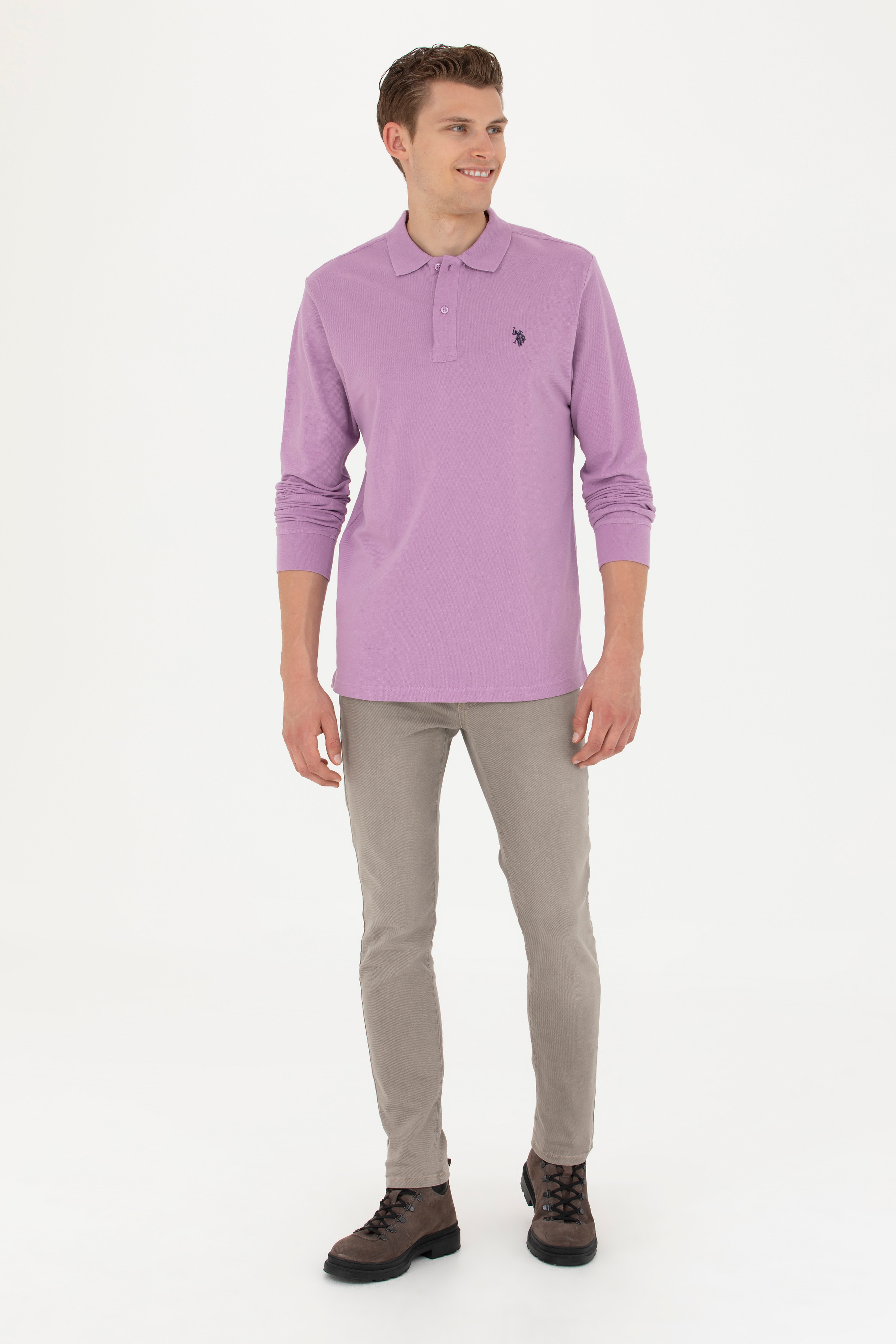 Erkek Lila Basic Sweatshirt - Image 4