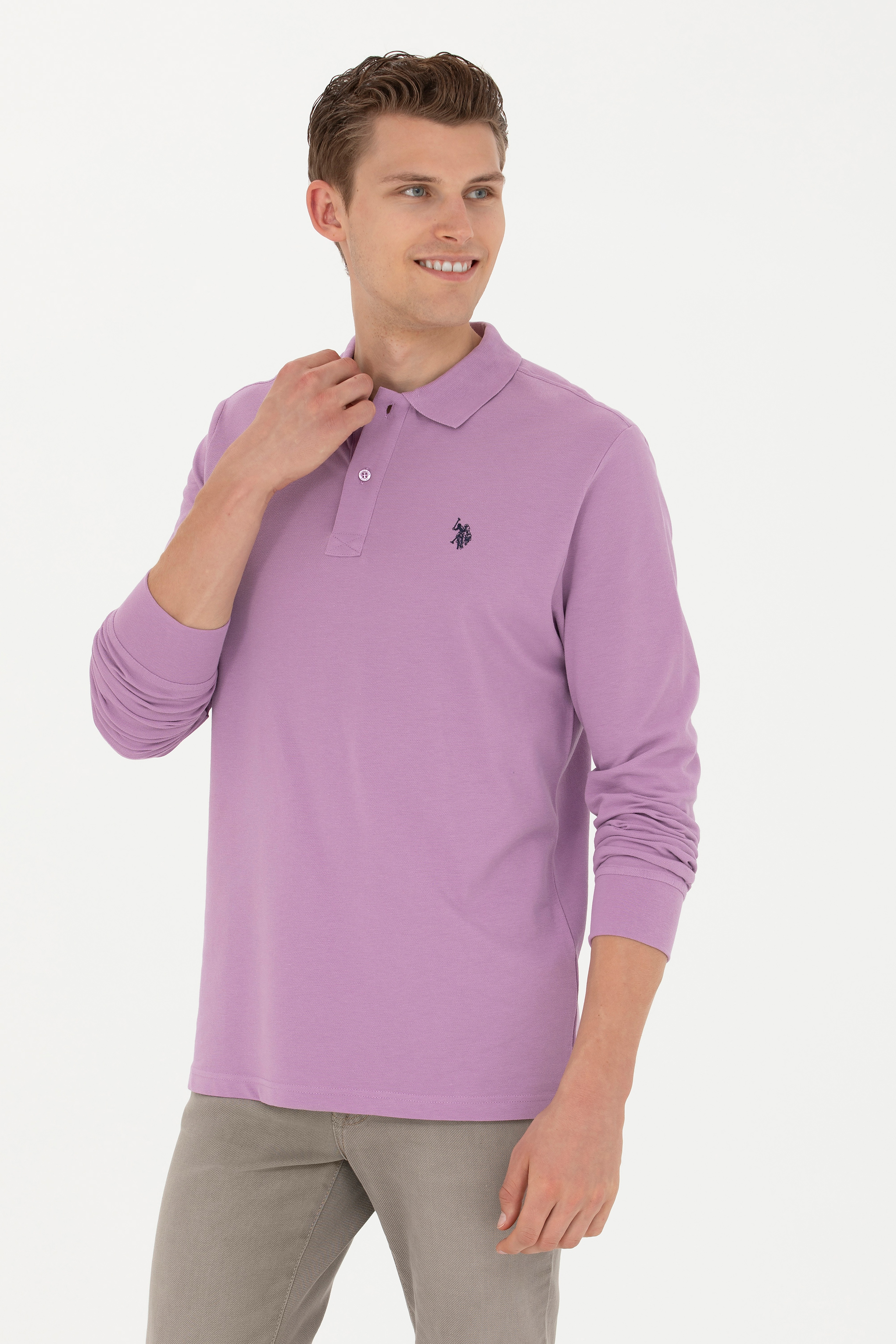 Erkek Lila Basic Sweatshirt - Image 1