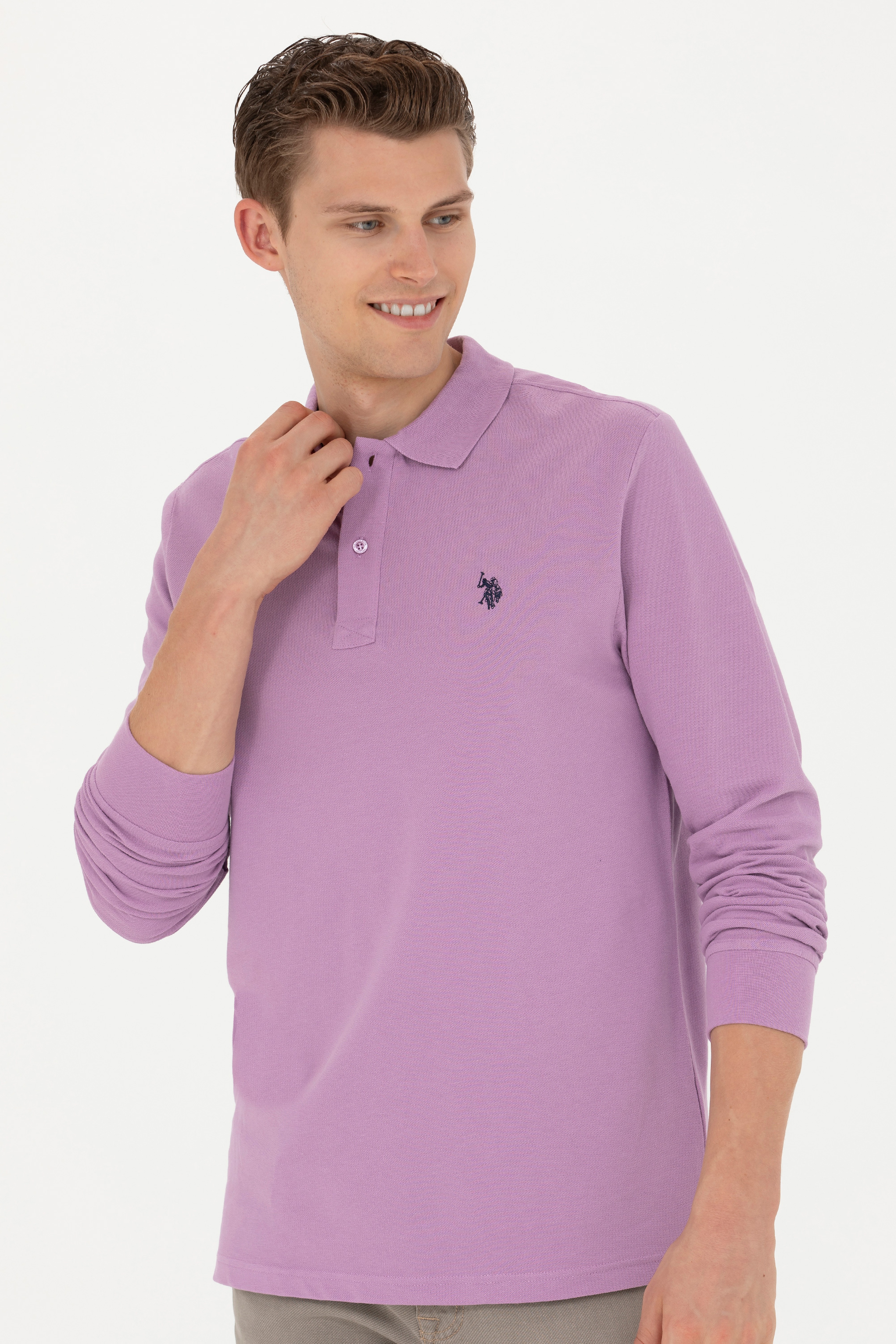 Erkek Lila Basic Sweatshirt - Image 3