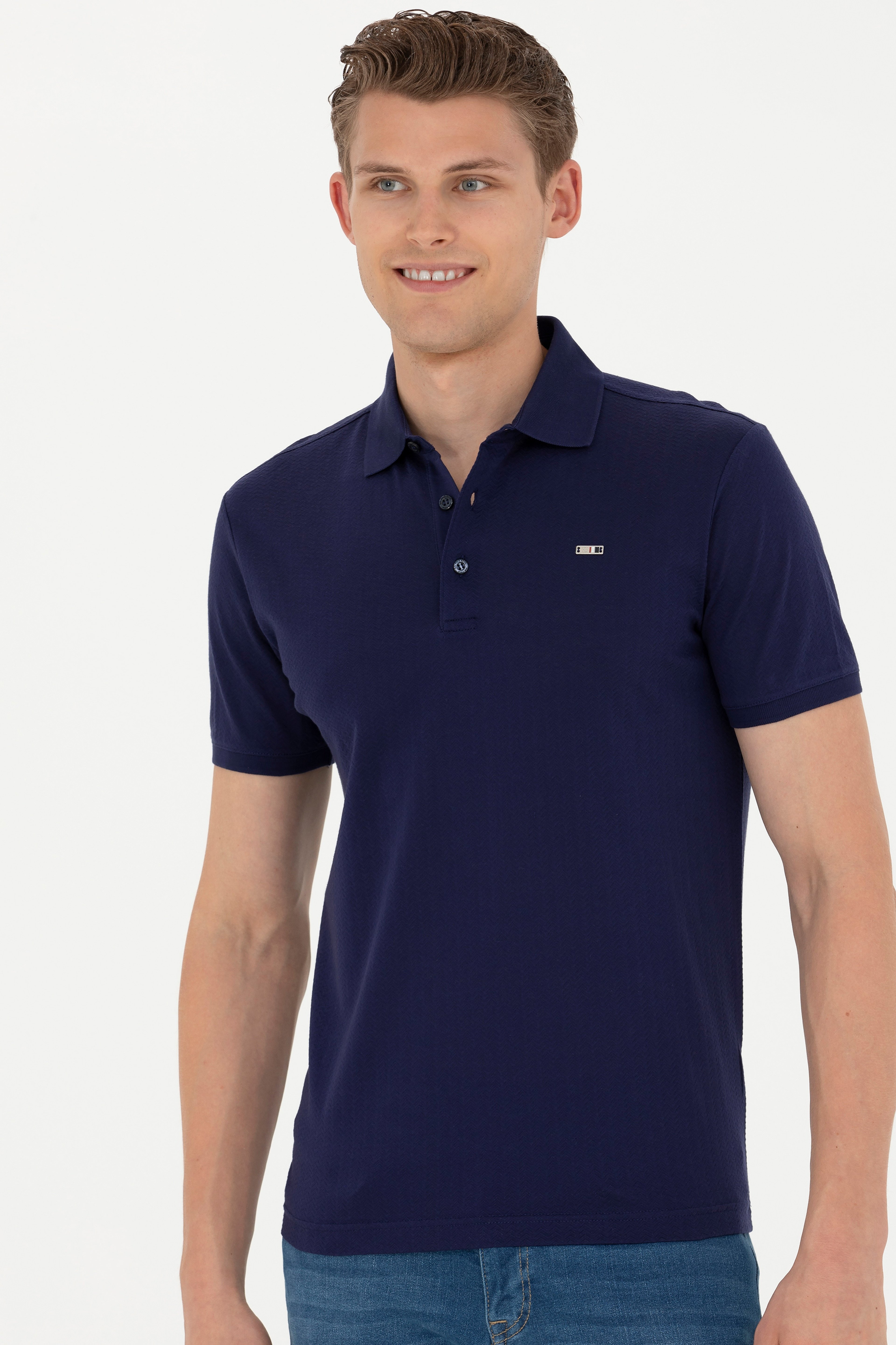 Erkek Lacivert Polo Yaka Tişört - Image 3