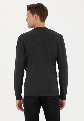 Erkek Antrasit Melanj Basic Triko Hırka - 50277107028