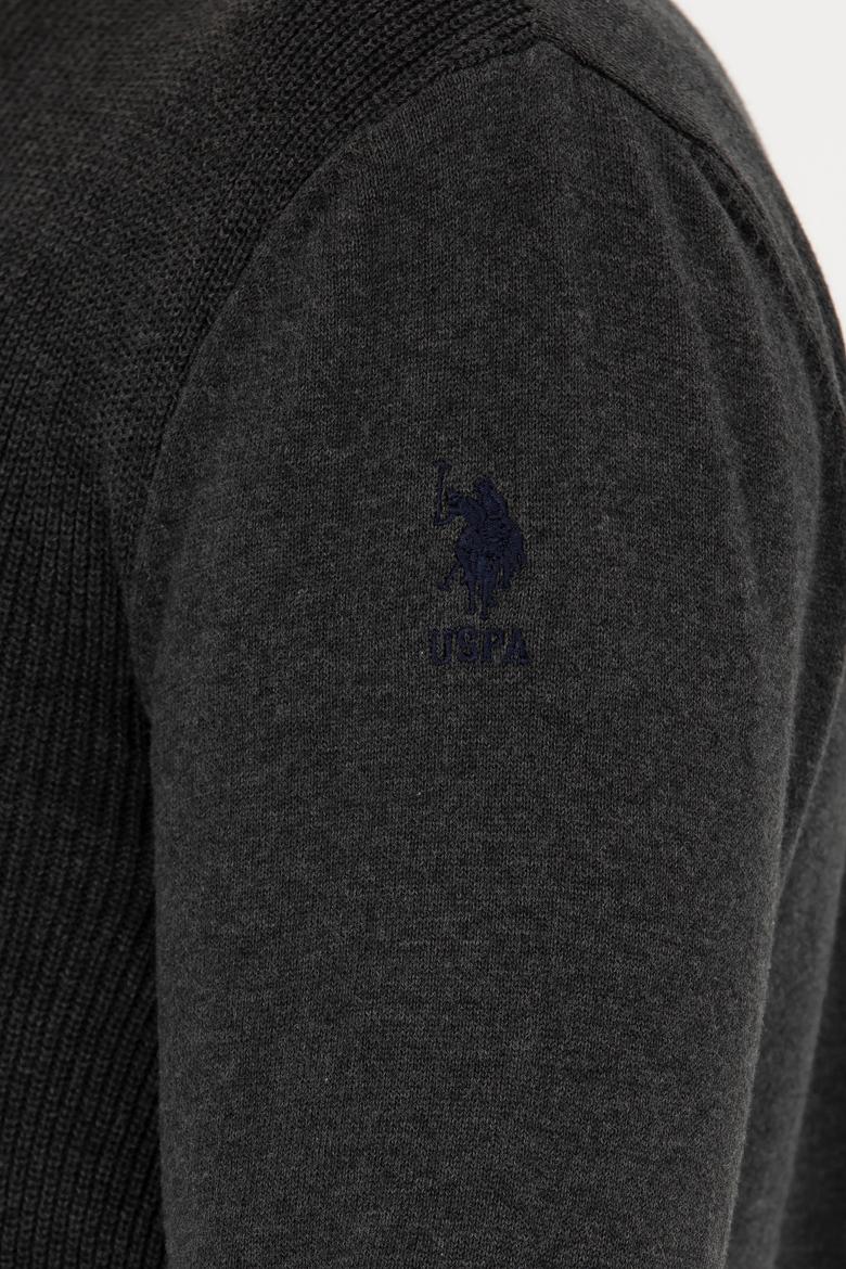 Erkek Antrasit Melanj Basic Triko Hırka - 50277107028