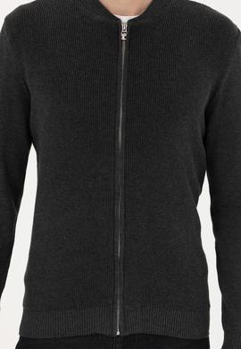 Erkek Antrasit Melanj Basic Triko Hırka - 50277107028