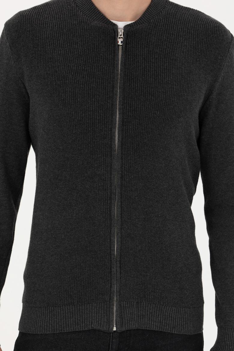 Erkek Antrasit Melanj Basic Triko Hırka - 50277107028