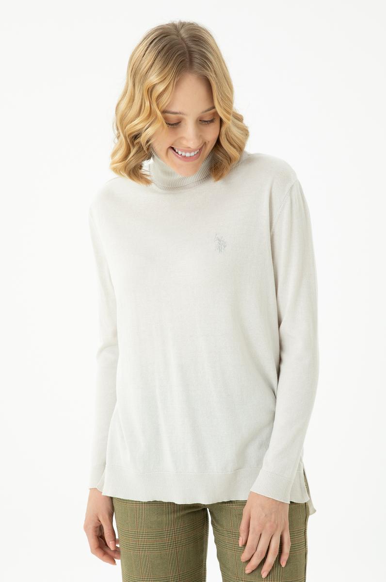 Kadın Taş Balıkçı Yaka Basic Kazak