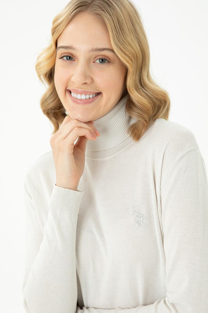 Kadın Taş Balıkçı Yaka Basic Kazak