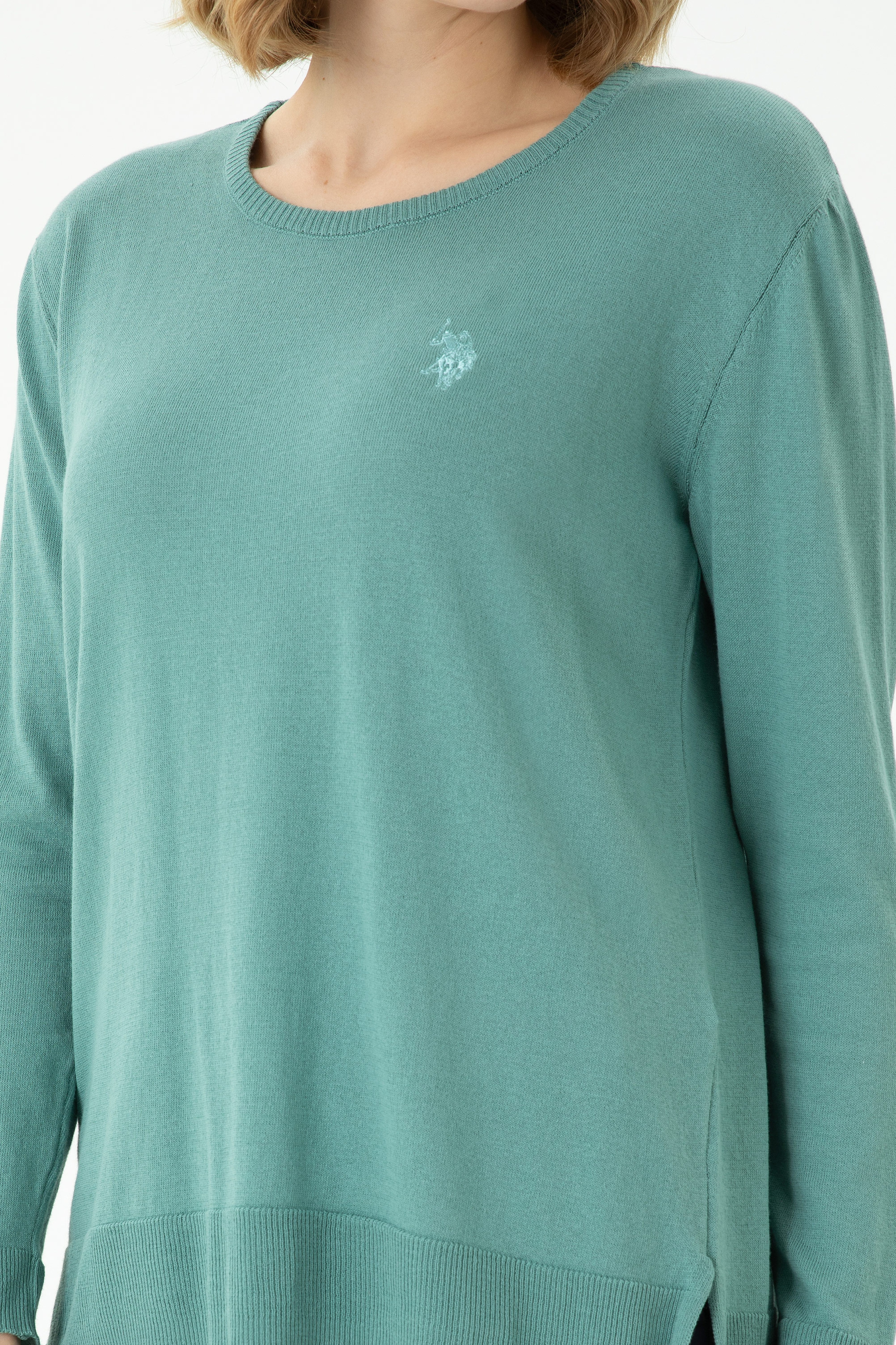 Kadın Mint Bisiklet Yaka Basic Kazak - Image 6
