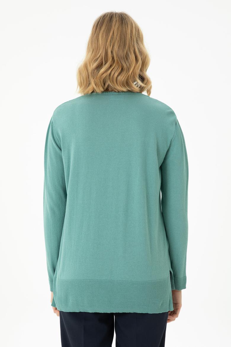 Kadın Mint Bisiklet Yaka Basic Kazak - 50269015051