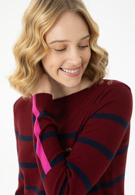 Kadın Bordo Bisiklet Yaka Kazak - 50269500005