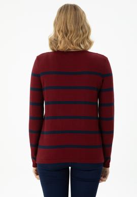 Kadın Bordo Bisiklet Yaka Kazak - 50269500005