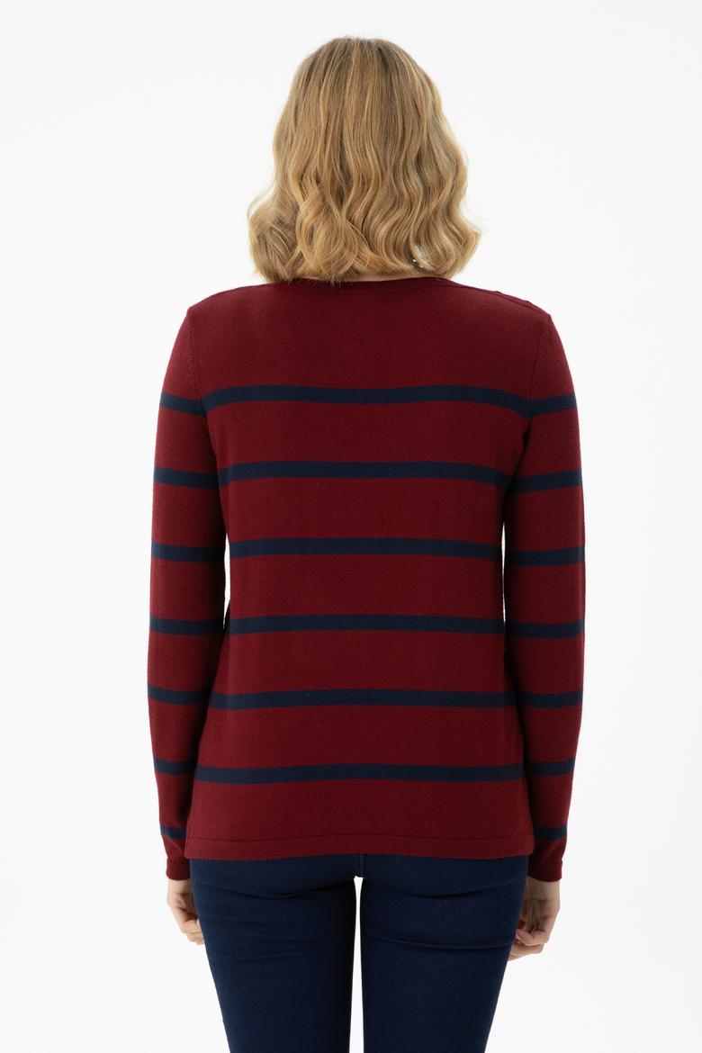 Kadın Bordo Bisiklet Yaka Kazak - 50269500005