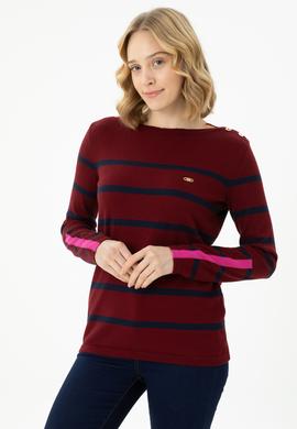 Kadın Bordo Bisiklet Yaka Kazak - 50269500005