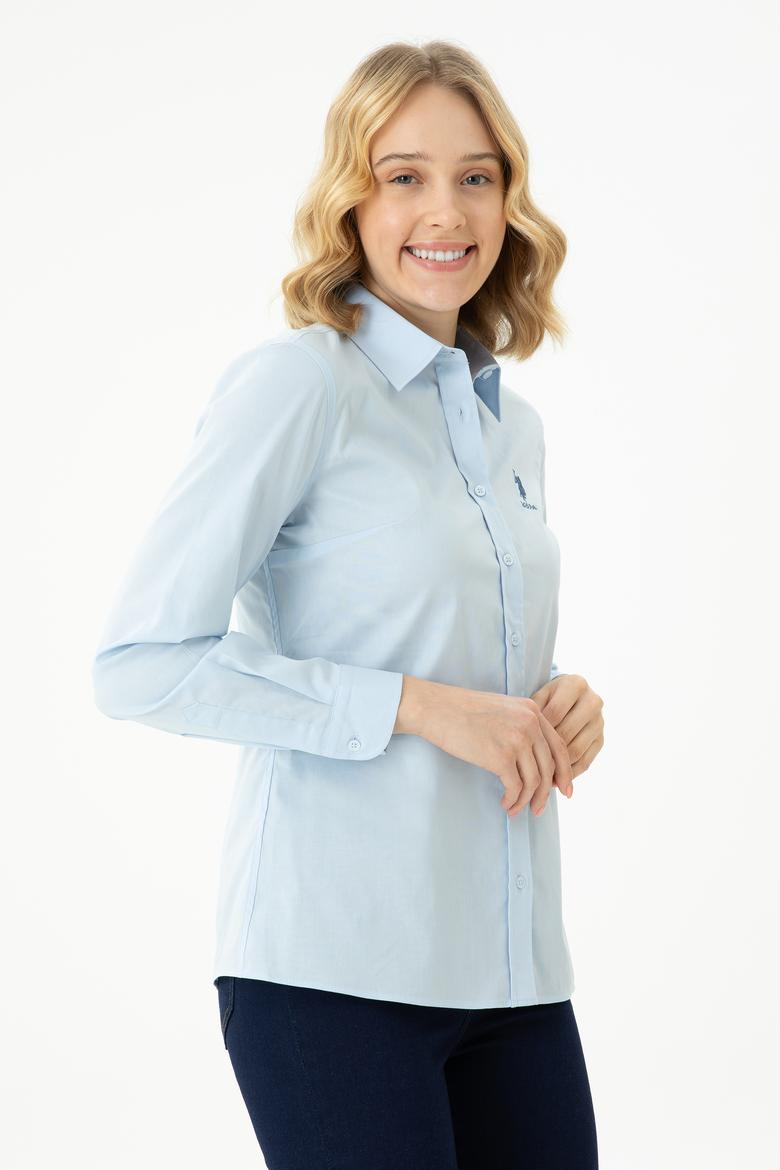 Kadın Açık Mavi Uzun Kollu Basic Gömlek - 50271266027