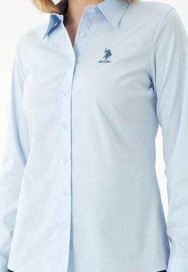 Kadın Açık Mavi Uzun Kollu Basic Gömlek - 50271266027