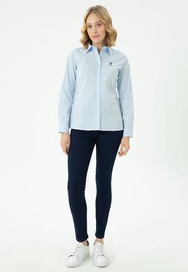 Kadın Açık Mavi Uzun Kollu Basic Gömlek - 50271266027