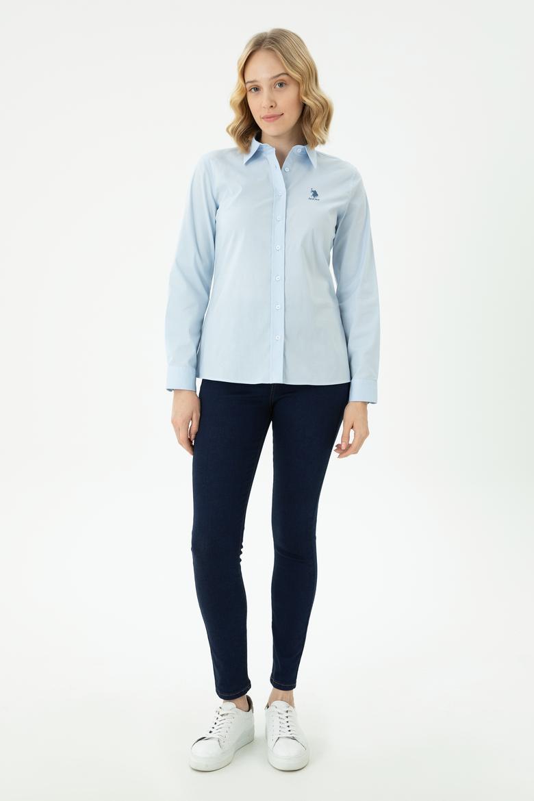 Kadın Açık Mavi Uzun Kollu Basic Gömlek - 50271266027