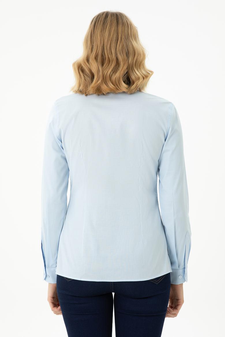 Kadın Açık Mavi Uzun Kollu Basic Gömlek - 50271266027