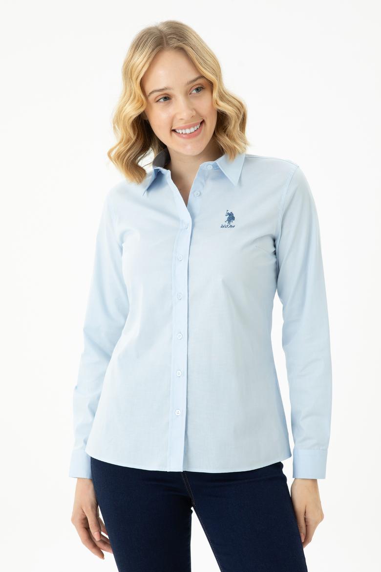 Kadın Açık Mavi Uzun Kollu Basic Gömlek